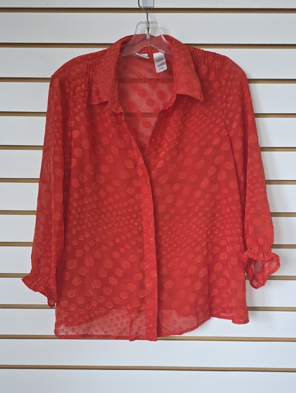 Emma James Red Polka Dot Sheer Blouse